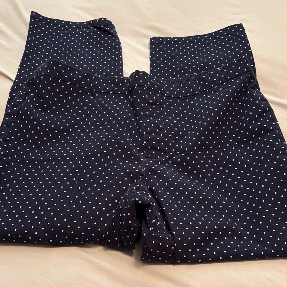 Isaac Mizrahi Navy and White Polka Dot Pants 🌻